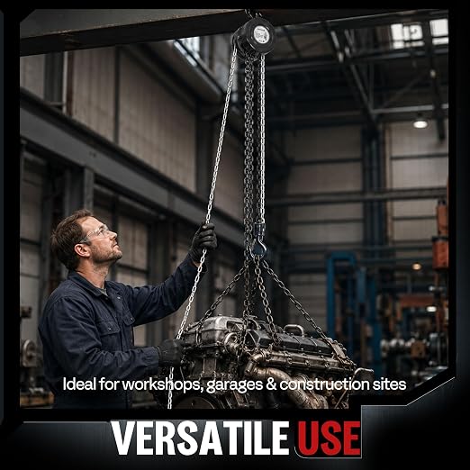 SPECSTAR Hand Chain Hoist 1 Ton 2200 Lbs Capacity 10 Feet with 2 Hooks | Heavy Duty Manual Chain Fall for Warehouse Building Automotive Machinery Black