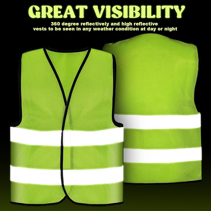 Zhanmai 80 Pcs Kids Safety Vest Bulk High Visibility Reflective Construction Vest with Strips Neon for Traffic Child Outdoor (Yellow)
