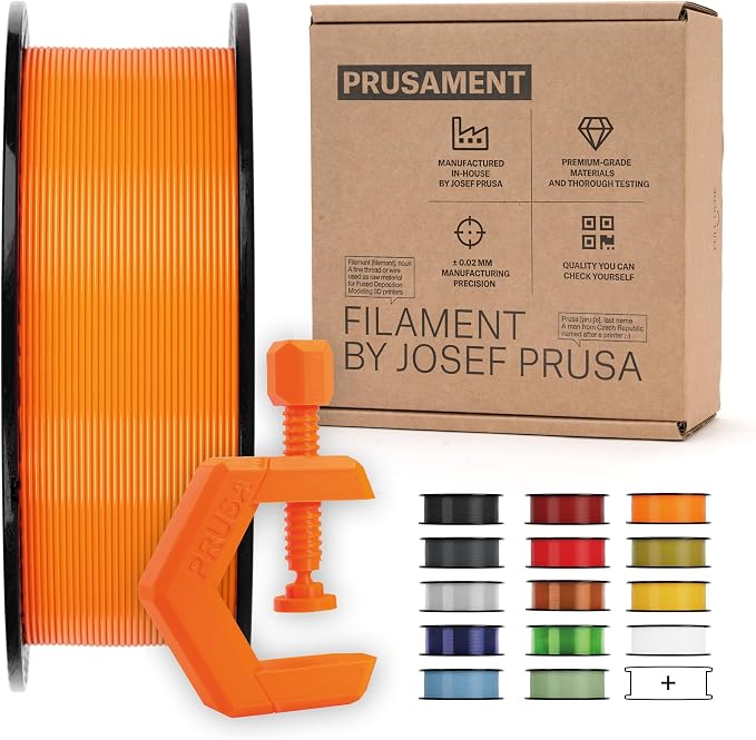 Prusament PETG Prusa Orange 1.75mm 1kg 3D Printer Premium Filament | PETG filament with ±0.02 mm precision, low stringing, strong layer adhesion, and tangle-free printing.