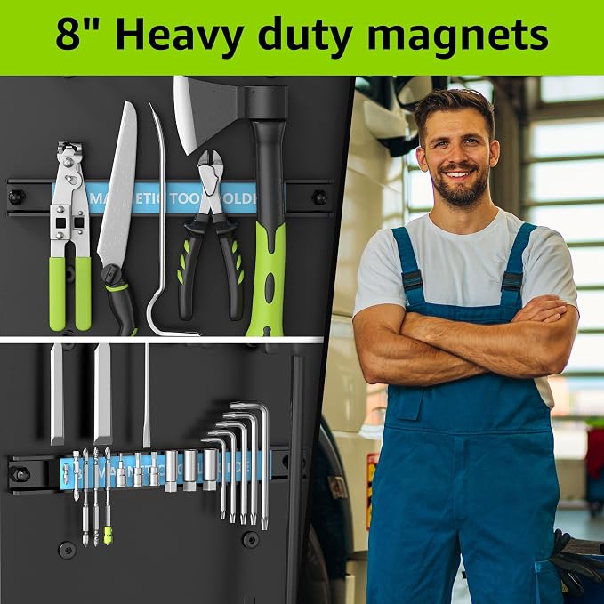 HUPBIPY Modular Power Tool Organizer Wall Mount Drill Holder Garage Shelf | 4 Layer Heavy Duty Rack with Charging Station Drill Holders and Magnetic Tool Holder Strip Tool Battery Holder Gift for Men