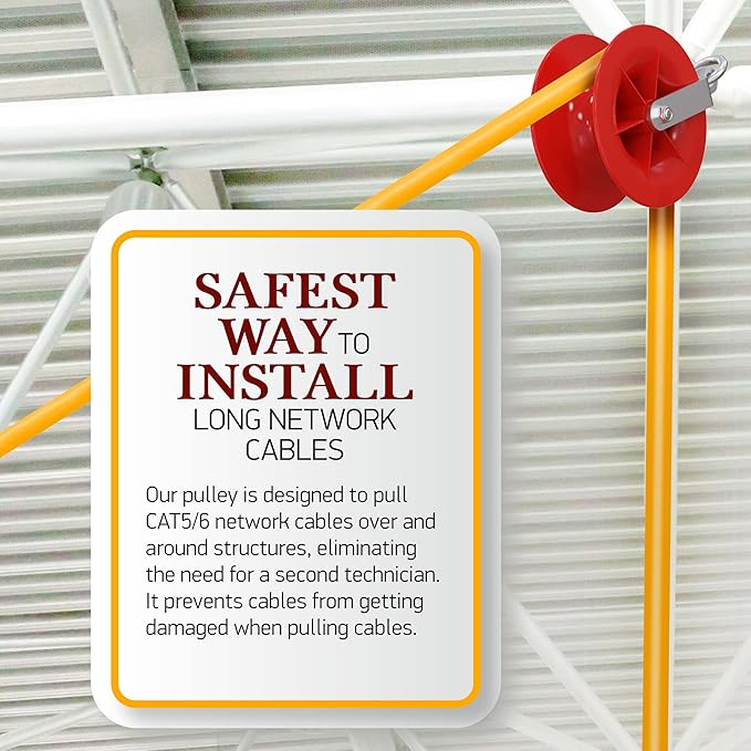 Pulling Pal - Low Voltage & Network Cable Installation Pulley. The Best Cat5e & 6, Coax, Fire Alarm, Access Control & Audio Cable Pulley for Low Voltage Wire Pulling & Safe Working – Assembled in USA