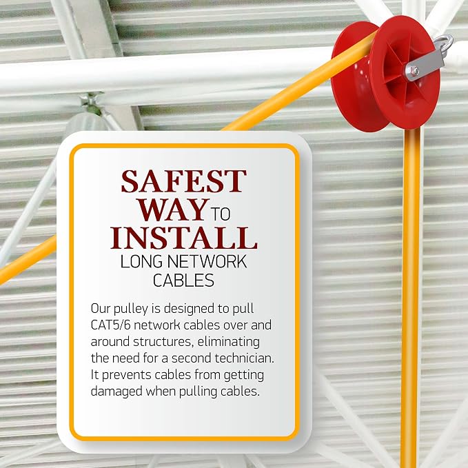Pulling Pal - Low Voltage & Network Cable Installation Pulley. The Best Cat5e & 6, Coax, Fire Alarm, Access Control & Audio Cable Pulley for Low Voltage Wire Pulling & Safe Working – Assembled in USA