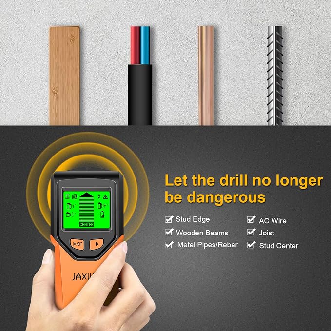 Stud Finder Wall Scanner - 5 in 1 Stud Finder Tool w/Smart Chip and HD LCD Display, Stud Detector Beam Finders for the Center and Edge of Wood AC Wire Metal Studs Joist Pipe (Onion)