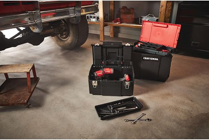 CRAFTSMAN 19-in. 3-in-1 Rolling Tool Box with Wheels, Red, Plastic, Lockable (CMST18614)