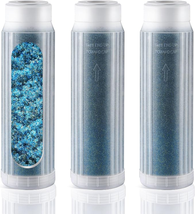 3 Pack Reverse Osmosis 10 Inch Mixed Bed Color Changing Deionization Resin Filter Compatible with Aquatic Life RO/DI System, RODI Reverse Osmosis DI Water Filter Replacement