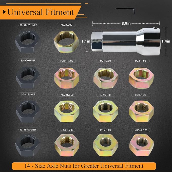 16-Piece Axle Spindle Rethreading Kit - Axle Thread Repair Kit with 10 Dies 1-1/16" Extension Bar, Axle Spindle Thread Chaser Set with Case, Essential Tool for Mechanics