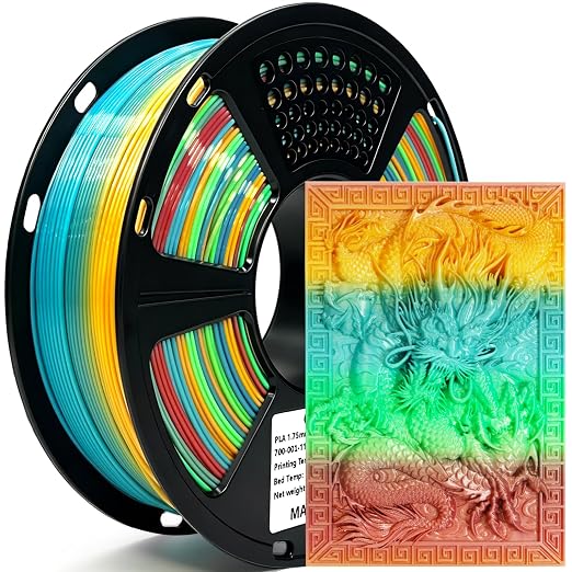 Geeetech Rainbow PLA Filament 1.75mm, 3D Printer Multicolor Filament, Color Changing Filament 1kg (2.2lbs) 1 Spool, Dimensional Accuracy +/- 0.02 mm