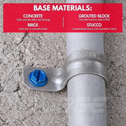 1/4" x 2-3/4" Hex Head Blue Concrete Screw Anchor with Drill Bit & Driver (Box of 500) | Masonry Screws for Concrete, Block, and Brick