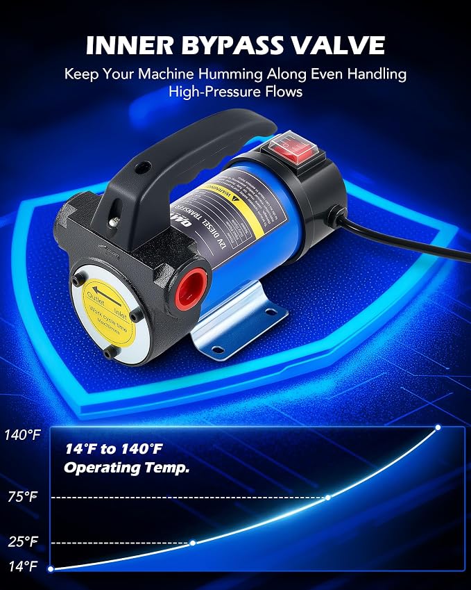 Orion Motor Tech Diesel Transfer Pump, 12V Fuel Transfer Pump, 12 gpm Portable Electric Fuel Pump for Oil Change, Automotive Marine Self Priming Oil Extractor Pump Suction Pump, Oil Not Included