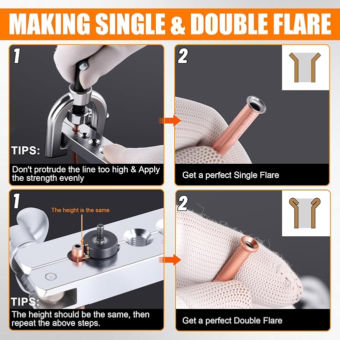 3/16" 1/4" Brake Line Repair Kit, Double & Single Brake Line Flaring Tool Kit + 2 Set 25ft 3/16" 1/4" Inch Brake Line with 100 Pcs Fittings(8 Unions Included) + Brake Line Bender