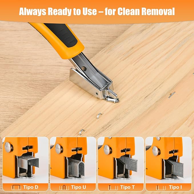 4-in-1 Staple Gun, Heavy Duty Stapler with 800 Staples and Staple Remover, Adjustable Force Upholstery Staple Gun for Wood, Furniture, Crafts, DIY, Cable, Carpet