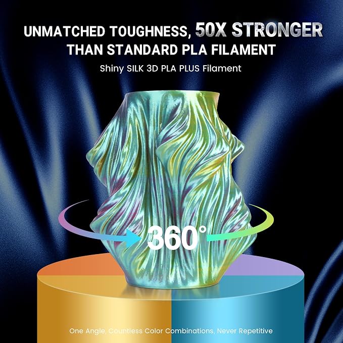 SUNLU PLA+ Silk Filament, Four-Color 3D Printer Filament 1.75mm, Dimensional Accuracy +/- 0.02mm, 1KG Spool(2.2 lbs), Silk Quadruple Color(Blue Purple Orange Yellow)