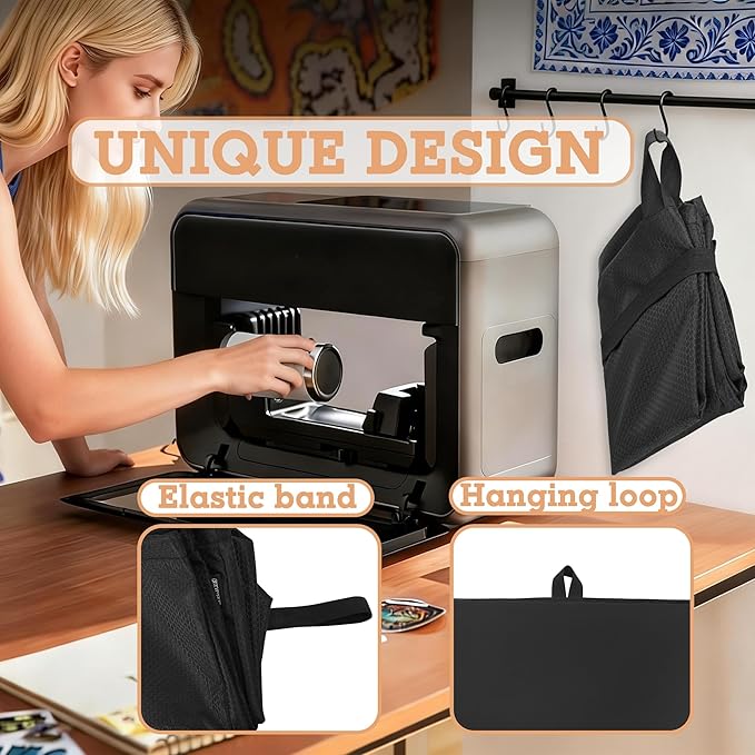 Dust Cover Compatible with eufyMake UV Printer E1, Easy Foldable Cover for eufyMake E1 with Top Handle and Hanging Loop, Black