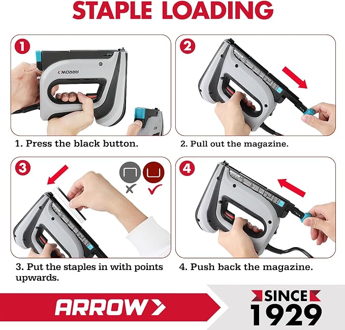 Arrow T50ACD Heavy Duty Corded Electric Staple Gun for Upholstery, Furniture, Office, Decorating, Fits 1/4", 5/16”, 3/8", or 1/2" Staples