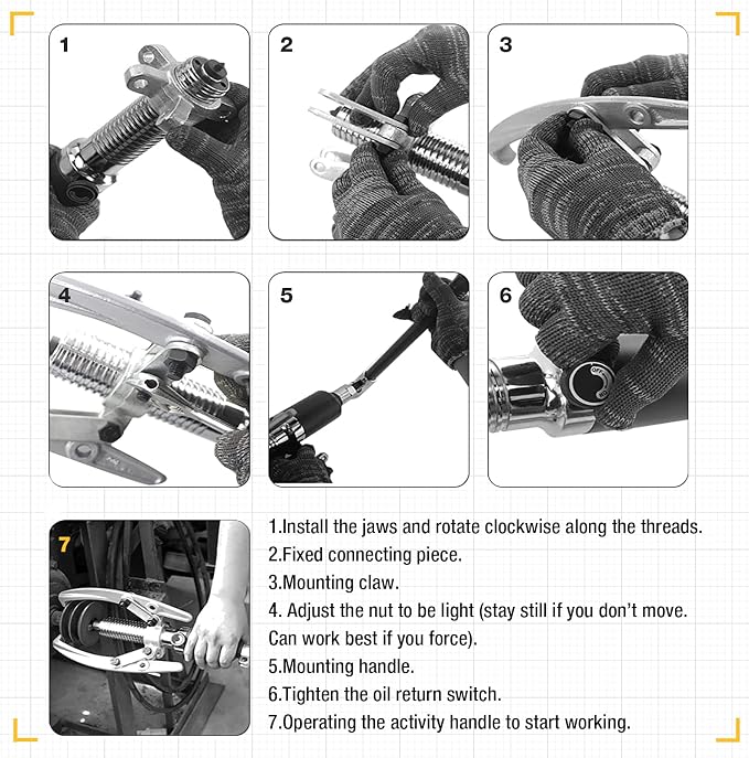 Hydraulic Gear Puller, 10 Ton Hydraulic Puller Kit Bearing Puller with Case 2 or 3 Jaws Bearing Hub Separator Hydraulic Puller Separator Tool for Pulling Hubs, Bearings, Gears, ZYL-10