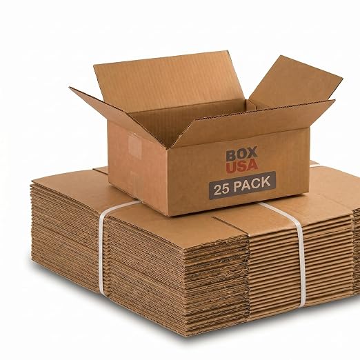 BOX USA Small Shipping Boxes 8"L x 6"W x 4"H (25-Pack) - Small Corrugated Cardboard Packaging Boxes for Shipping, Packing, Moving, and Storage at Home, Office, or Business
