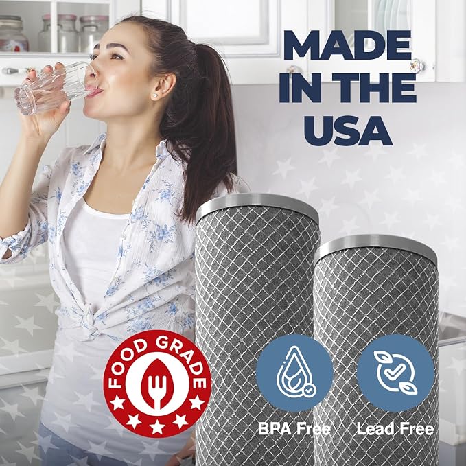 American Made, 5 Micron Dual Purpose Sediment and Carbon Water Filter Cartridge Compatible with NCP-20BB 155382-43, Made in USA, 2-Pack