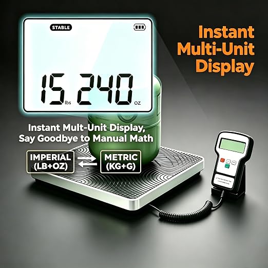 220 Lbs High-Precision Refrigerant Scale with Carrying Case – Digital Scale for HVAC Freon Charging and Compatible with All Recovery Tanks