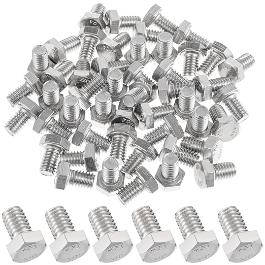 Zonon 50 Pcs 5/16-18 x 1/2" Hex Head Screw Bolt 18-8 (304) Stainless Steel Hexagon Bolts, Fully Threaded, Plain Finish, External Hex Drive (Silver)