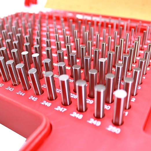 HFS(R) Pin Gage Set M1 Plus Steel Gauge with Storage Case for Carpenters and Home Improvement 190 PCS 0.061-0.250"