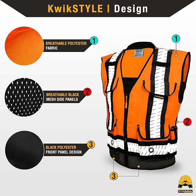 KwikSafety GODFATHER Safety Vest Class 2 & Class 3 ANSI OSHA Hi Vis Vest