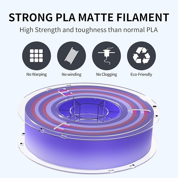 RAMBERY Matte Rainbow 3D Printing Filament Fast Color Change, Multi-Color PLA Filament for Most FDM 3D Printer, 1.75mm 1kg(2.2lbs), Matte Rainbow Nebula Color