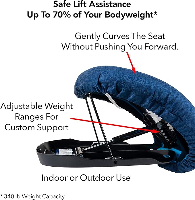 Carex Upeasy Seat Assist Plus - Portable Self-Powered Lifting Seat Cushion for Chairs, 70% Weight Support up to 340 lbs. - Lift Assist for Seniors and Mobility Support