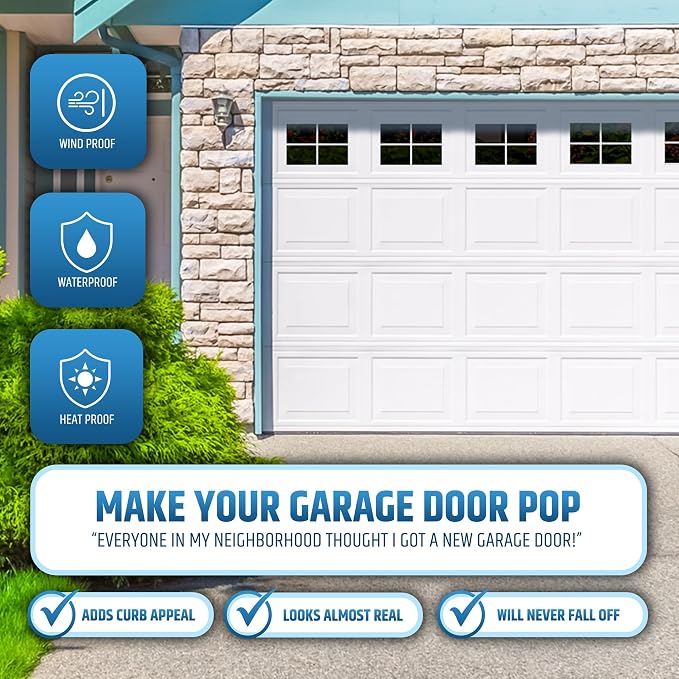 Strong & Glossy Magnetic Garage Door Windows (Size Small) - Looks Like Real Window Panels/Faux Panes - Easy to Align & Will Never Fall (Upgraded Magnets) | Fits 1 Car Garage | 16pcs 3.25"X5.5"