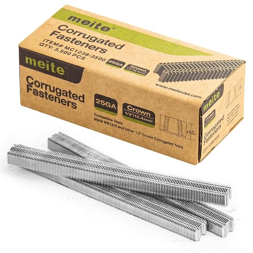 meite Corrugated Fasteners MC1238 1/2-Inch Crown by 3/8-Inch Length Micro Corrugated Fasteners W Staples (3,500 Counts/Box)