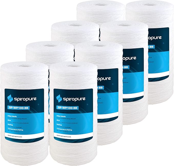 SpiroPure 10x4.5 100 Micron Water Filter SWC-45-10100 WPX100BB97P (8 Pack)