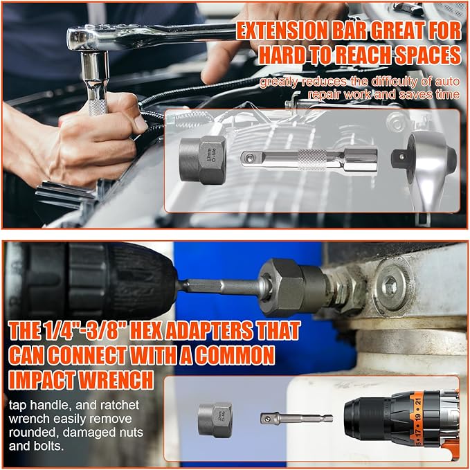 Coobeast 72pcs Bolt Extractor Kit for Men's Gift, Easy Out Screw Extractor Set, Lug Nut Removal Tool with Left Hand Drill Bit Set for Removing Damaged, Frozen, Rusted, Rounded-Off Bolts, Nuts & Screws