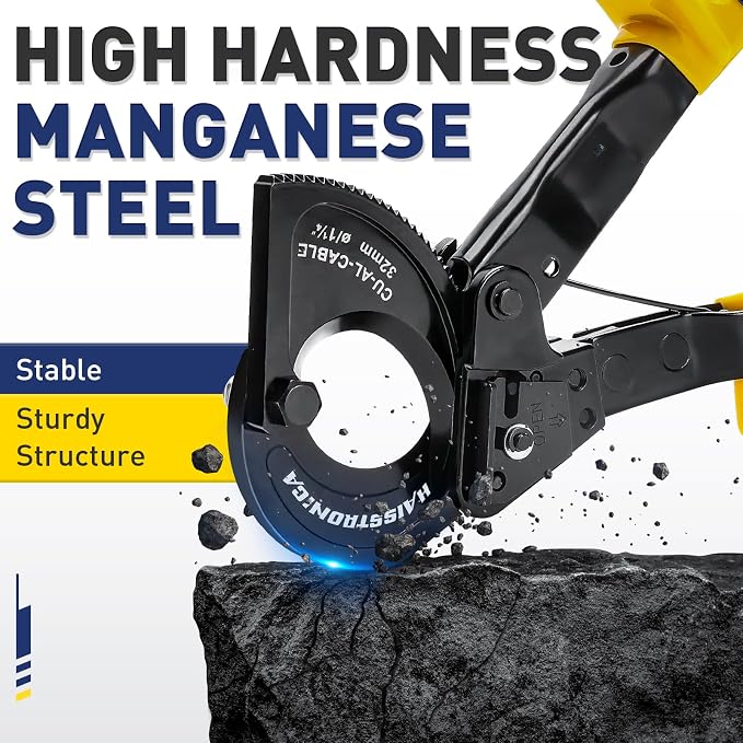 haisstronica Ratchet Cable Cutters,Heavy Duty Wire Cutters for Cutting Electrical Copper & Aluminum Cable Wire Up to 240mm²(500 Kcmil)