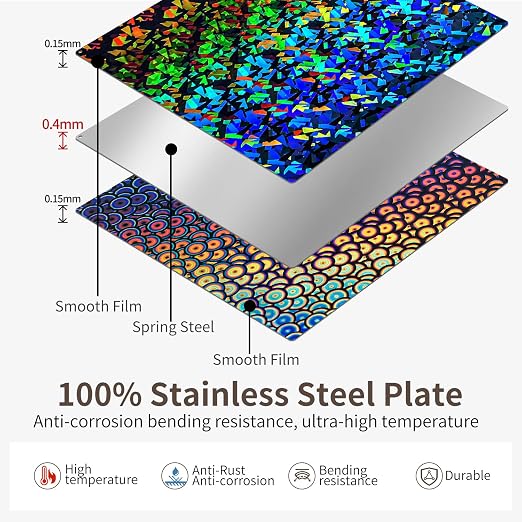 110x120mm Build Plate for Tina 2S Flexible Spring Steel Sheet Build Sheet PEK+PEC Printing Platform Heated Bed Replacement for Tina 2S 3D Printer Parts & Accessories