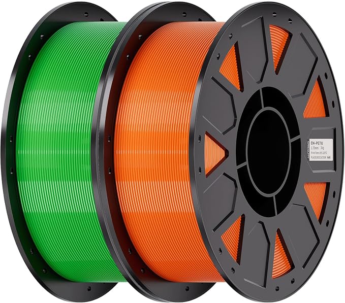 Creality Ender PETG 3D Printer Filament 1.75mm 2KG (4.4bs), High Precision, Strong Toughness, Odorless, Better Flow, Moistureproof 3D Printing Ender PETG Filament, Green & Orange