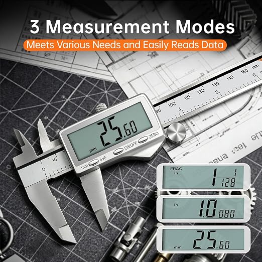 HARDELL Digital Caliper 12"/300mm, Rechargeable Stainless Steel Micrometer, Large LCD Inch/MM/Fraction, Auto-Off, Electronic Measuring Tool for Machinist Woodworking 3D Printing DIY Household
