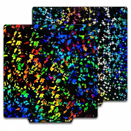 PEF+PEY Holographic Build Plate for Adventurer AD5X/5M/5M Pro, Rainbow Confetti +Galaxy Spring Steel Flexible Platform for Neptune 3 Pro/4, Kobra, Ender 3/3 Pro/3S1/3 v2, CR 20/CR 20 Pro