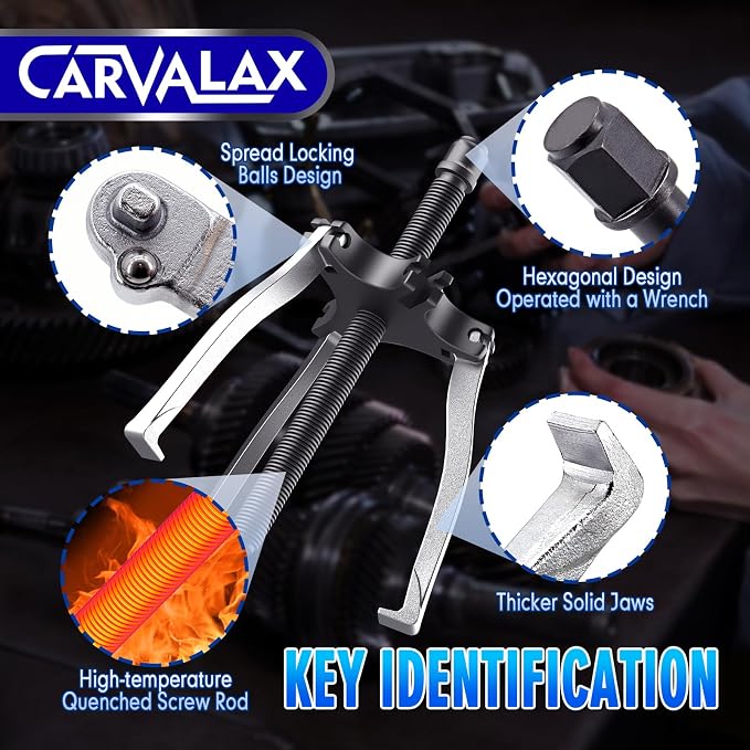 CARVALAX Gear Puller 7 Ton, Heavy Duty CR-V Steel 2 & 3 Reversible Jaw Bearing/Pulley Puller – Professional Automotive & Industrial Tool for Mechanics, DIYers