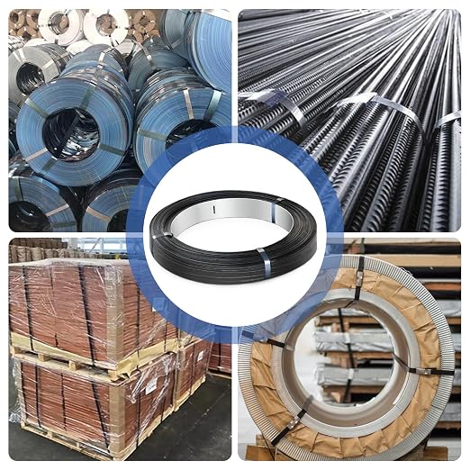 3/4" x .020" x 1900' Black Steel Strapping Coil with Steel Roll's Core Painted and Waxed Metal Band for Pallet Banding(1800 lbs Break Strength)