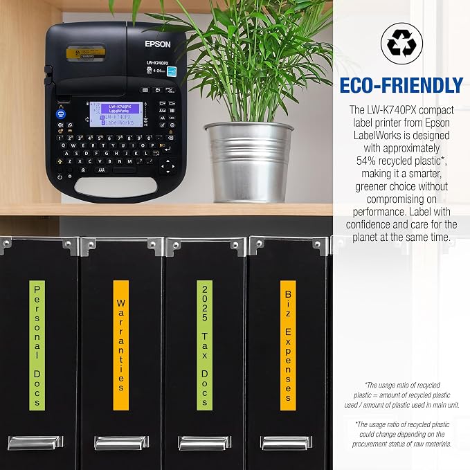 Epson LABELWORKS LW-K740PX Industrial Handheld Label Maker for Office Home & Healthcare – Custom Durable Identification and Organization Labels - Full Kit