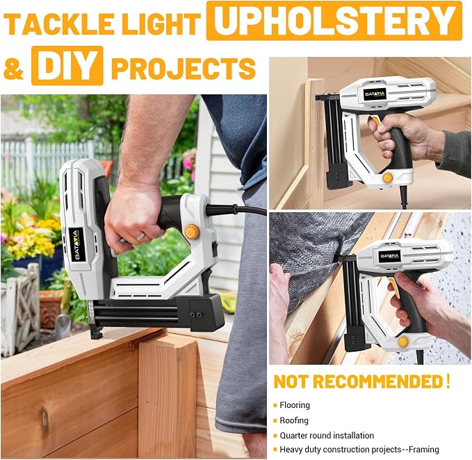 Electric Nail Gun, Batavia 2-in-1 Staple Gun Brad Nailer 18 Gauge for Heavy Duty, 120V Stapler Gun for Upholstery, Carpentry, DIY, 1/4'' Narrow Crown Staples 200pcs and Nails 800pcs Included
