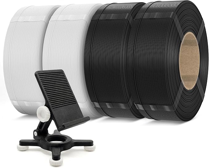 Inslogic PETG Pro Pre-Dried 3D Printer Filament 1.75mm, High-Speed PETG Filament, Stronger Toughness, High Precision ±0.02mm, Compatible with FDM Printers, 1kg×4 Refills (Black+Black+White+White)