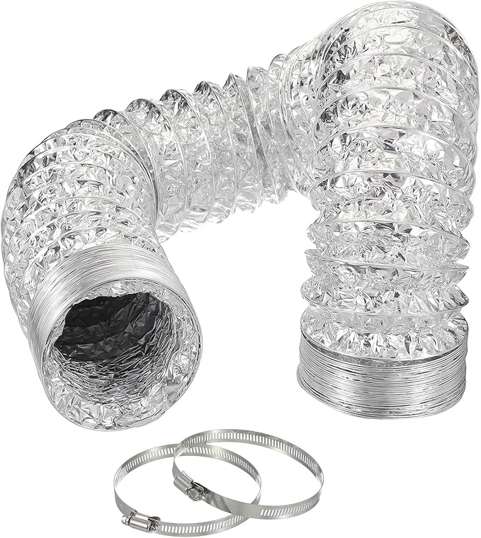 PATIKIL 10 Feet Dryer Vent Hose, 3 Inch Diameter Flexible Aluminum Ducting Flex Air Ducting Dryer Vent 4 Clamps Included for Heating Ventilation Air Conditioning, Silver