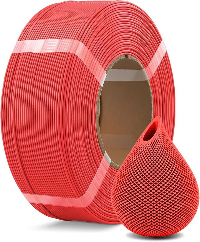OVERTURE High Speed PLA Filament Refill 1.75mm, Rapid PLA Spoolless 3D Printing Filament, 1kg (2.2lb) Refilament for Bambu Lab, Accuracy +/- 0.02mm, Fit Most FDM Printers (Red)