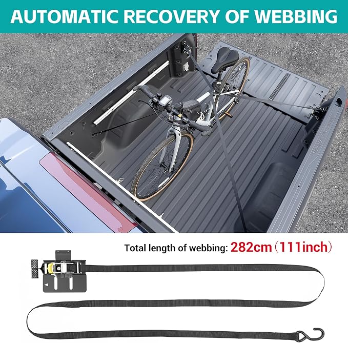 2PCS Ultimate Retractable Ratchet Straps Compatible with 2019-2025 Chevy Silverado/GMC Sierra 1500 Accessories, Bed Mount Bolt on Securing Self Retracting Tie Down Straps