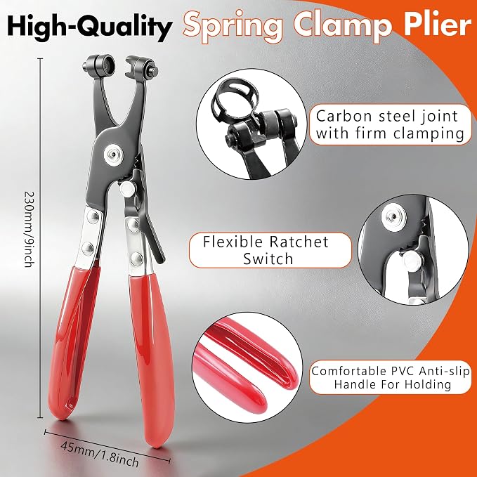 352Pcs 6-25mm Spring Band Hose Clamps Assortment Kit with Spring Clamp Plier & Hose Clamp Plier for Fuel Lines,Automotive,Marine,Gardening,Vacuum Hoses