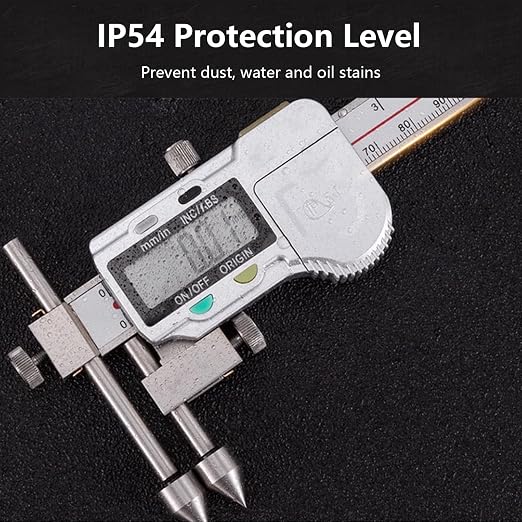 Digital Offset Centerline Caliper Hole Distance Vernier Caliper Cone Probe Hole Center Distance Ruler Measuring Tool Stainless Steel Inch/MM (10-300mm)