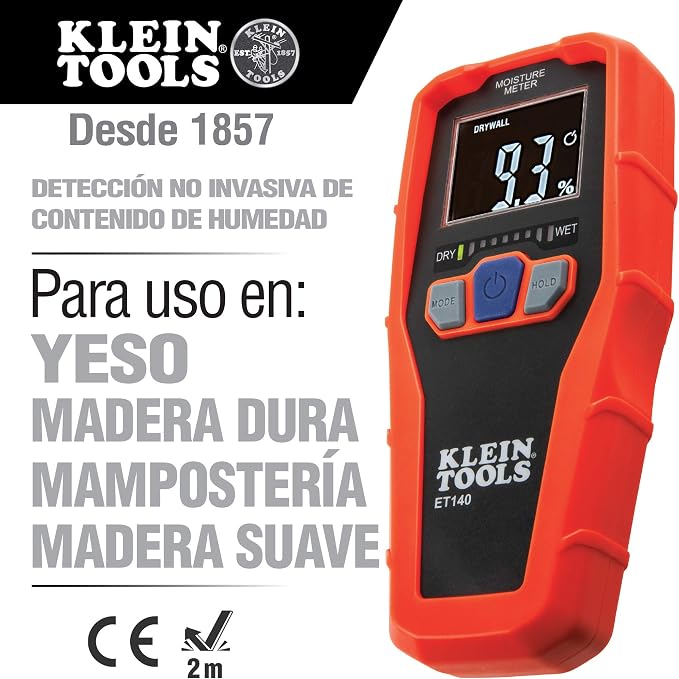 Klein Tools ET140 Pinless Moisture Meter & RT210 Outlet Tester, Receptacle Tester for GFCI/Standard North American AC Electrical Outlets, Detects Common Wiring Problems
