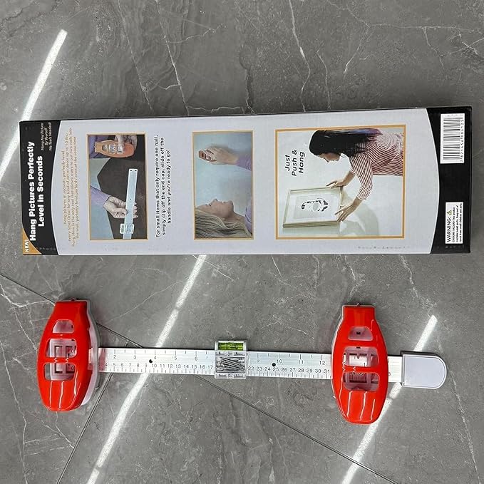 Level Ruler Picture Hanging Tool with Level – Precision Wall Mount Guide for Frames & Artwork, Easy Alignment Hanging Tool with Built-In Level for Home Decor Installation