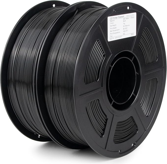 ASA Filament 1.75mm Bundle, UV/Heat/Weather Resistant 3D Printer Filament, Perfect for Outdoor Functional Parts, 2kg (4.4lbs) Spool - Black