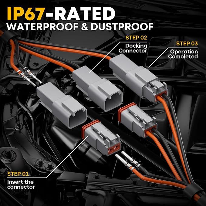 DT Series Connector Crimping Tool Kit, 2-12 Pin Waterproof Connectors, Size 16 Stamped Contacts (22-14 AWG), Ratcheting Crimper Stripper & Removal Tools for Auto, Compatible with Deutsch DT